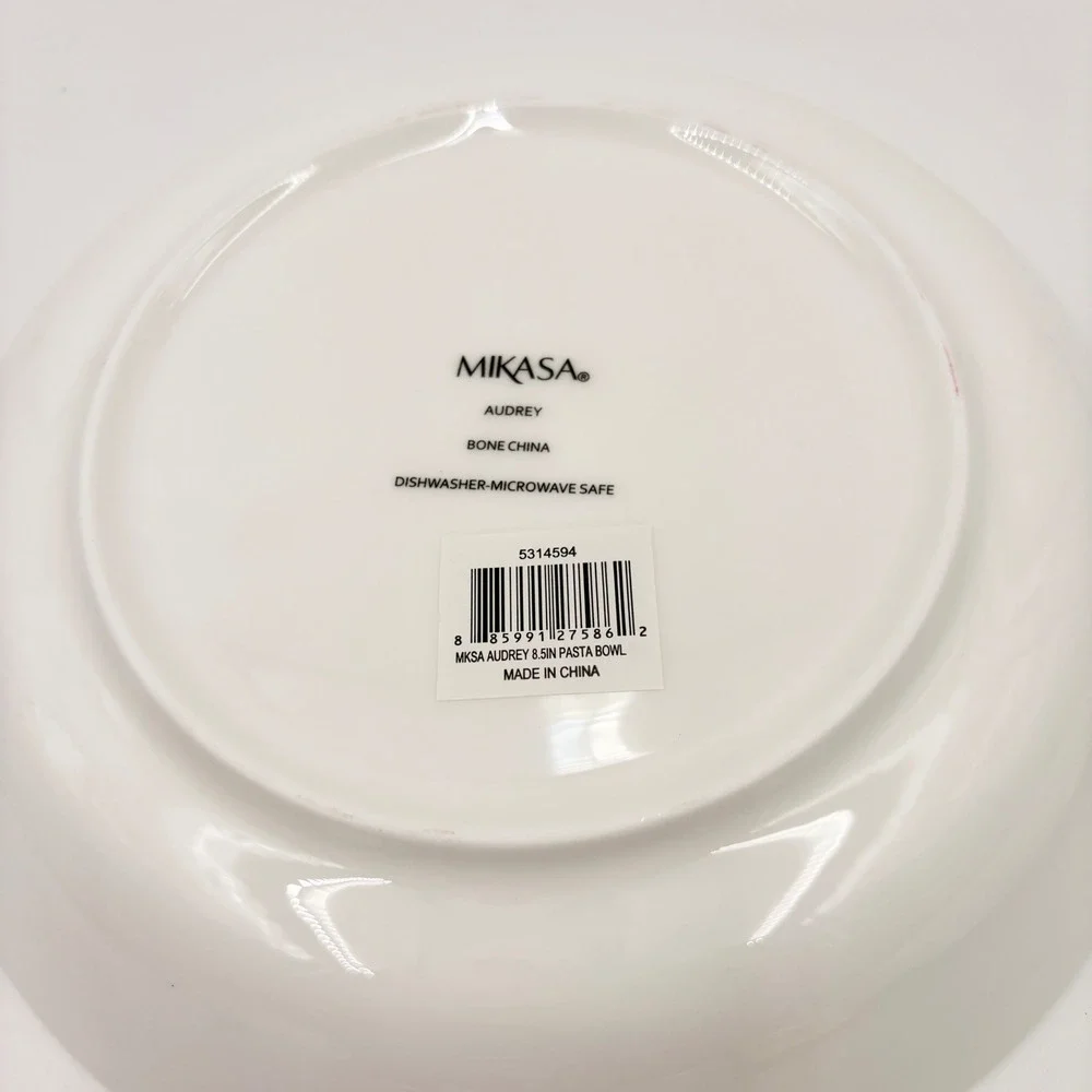 Mikasa Audrey Bone China‎ 8.5in Pasta Bowls Set of 2 Blue Floral White